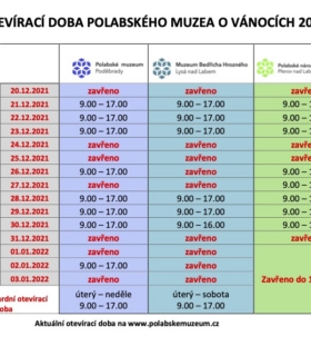 VÁNOČNÍ OTEVÍRACÍ DOBA